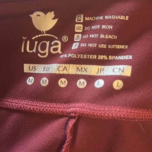 Iuga High Waist Flare Leggings Yoga Pants Medium Athleisure Burgundy - Picture 2 of 6